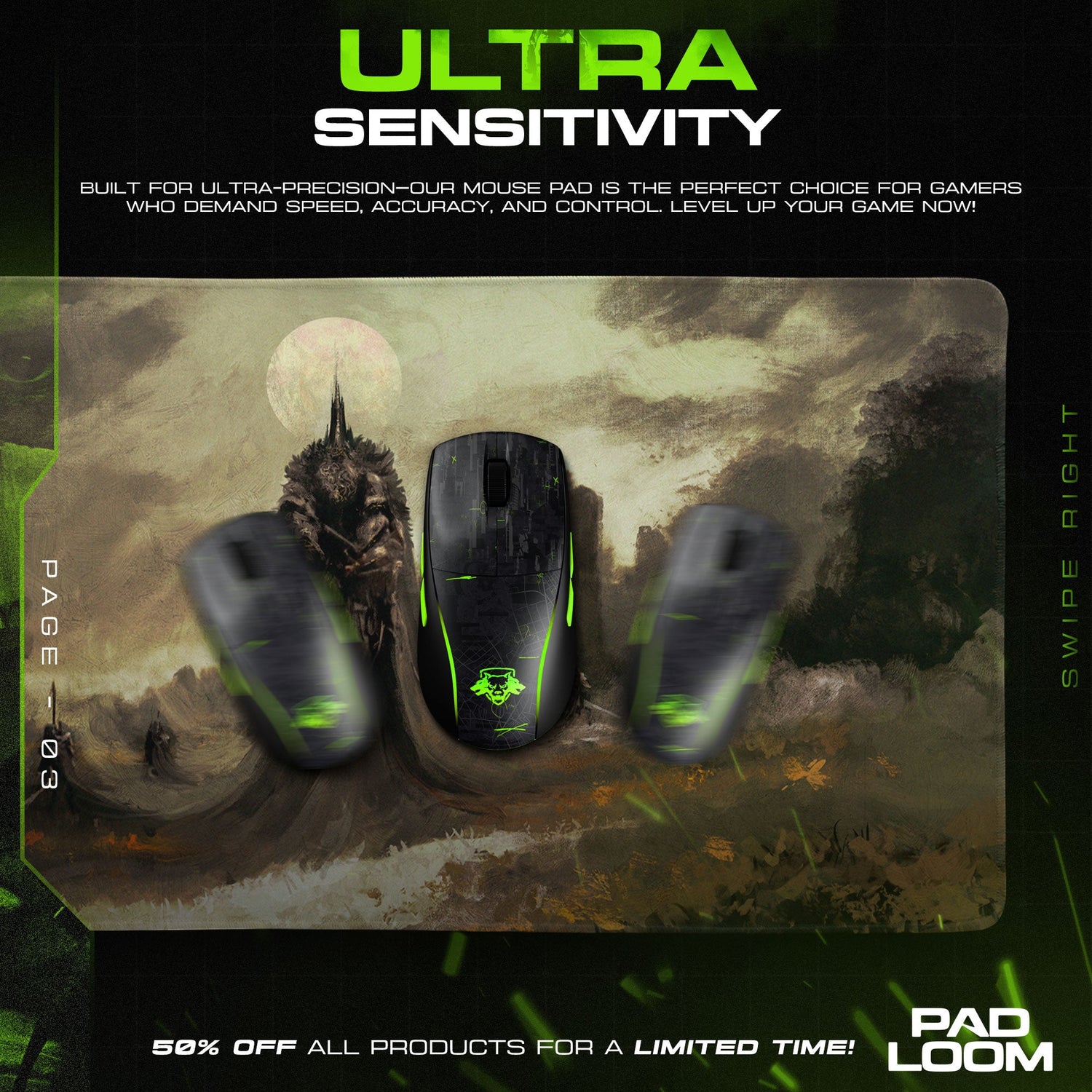 Elden Ring Mouse Pad, Dark Lord Gamer Desk Mat Padloom