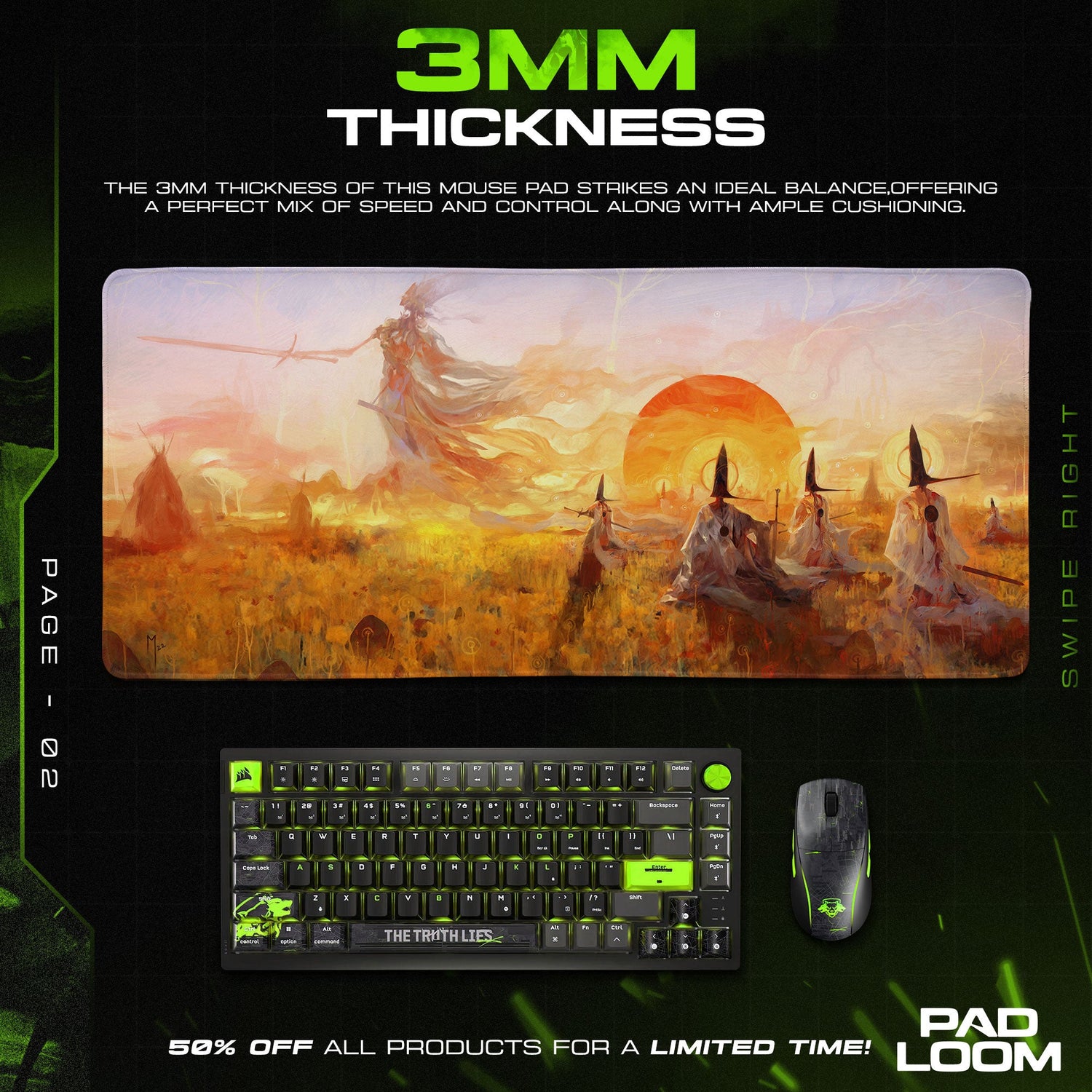 Elden Ring Mouse Pad, Golden Fields Gamer Desk Mat Padloom