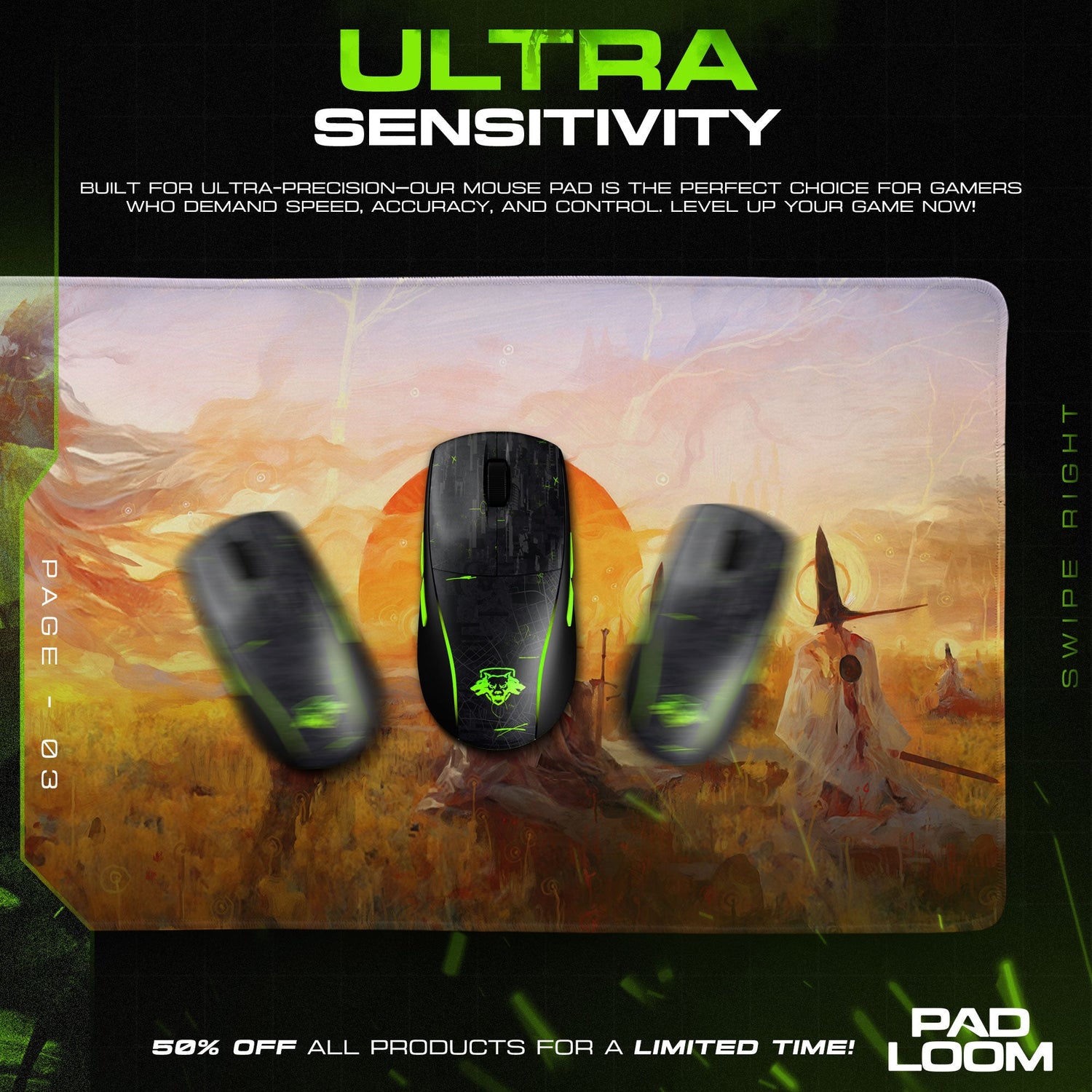 Elden Ring Mouse Pad, Golden Fields Gamer Desk Mat Padloom