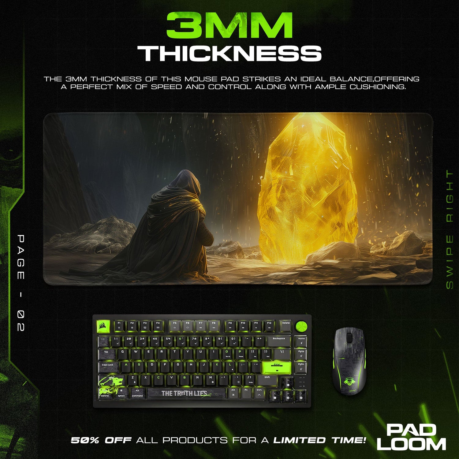 Elden Ring Mouse Pad, Golden Rune Gamer Desk Mat Padloom