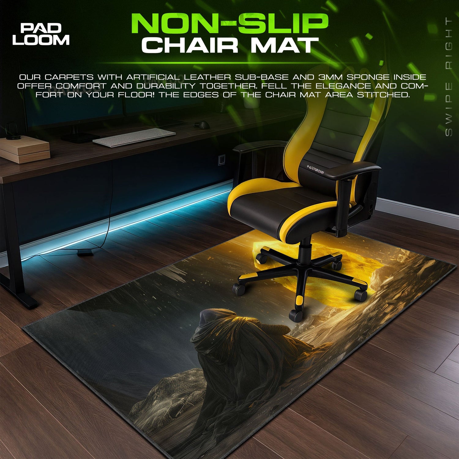 Elden Ring Mouse Pad, Golden Rune Gamer Desk Mat Padloom