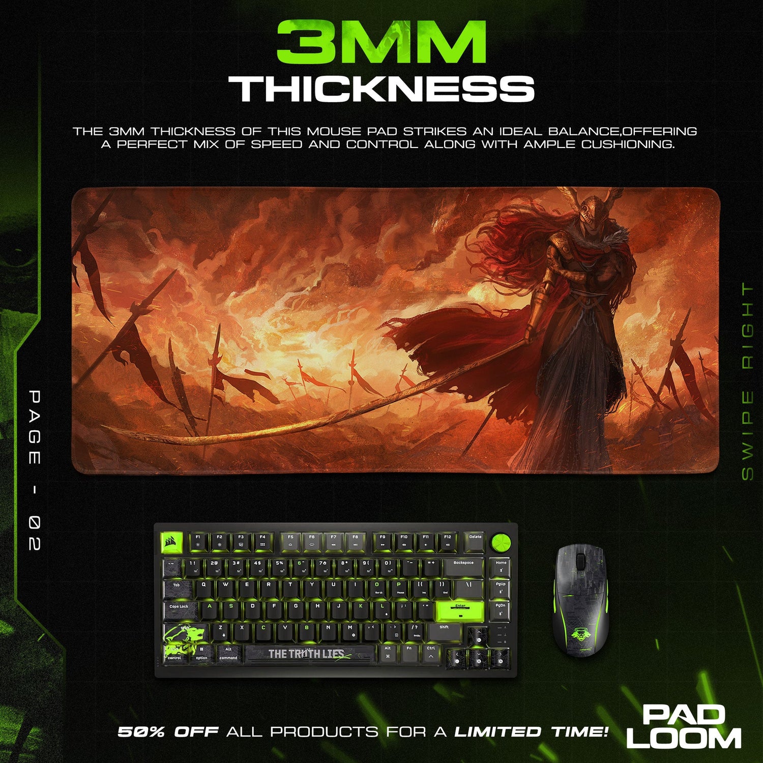 Elden Ring Mouse Pad, Malenia Flame Gamer Desk Mat Padloom