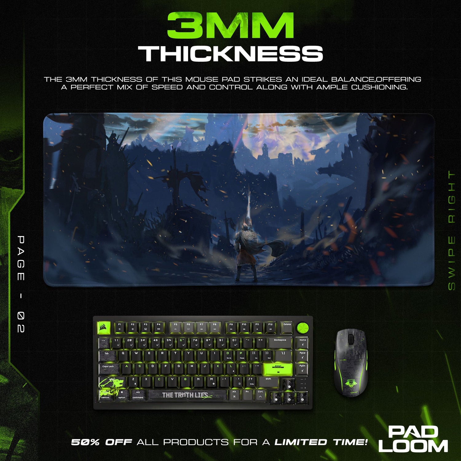 Elden Ring Mouse Pad, Tarnished Hero Gamer Desk Mat Padloom