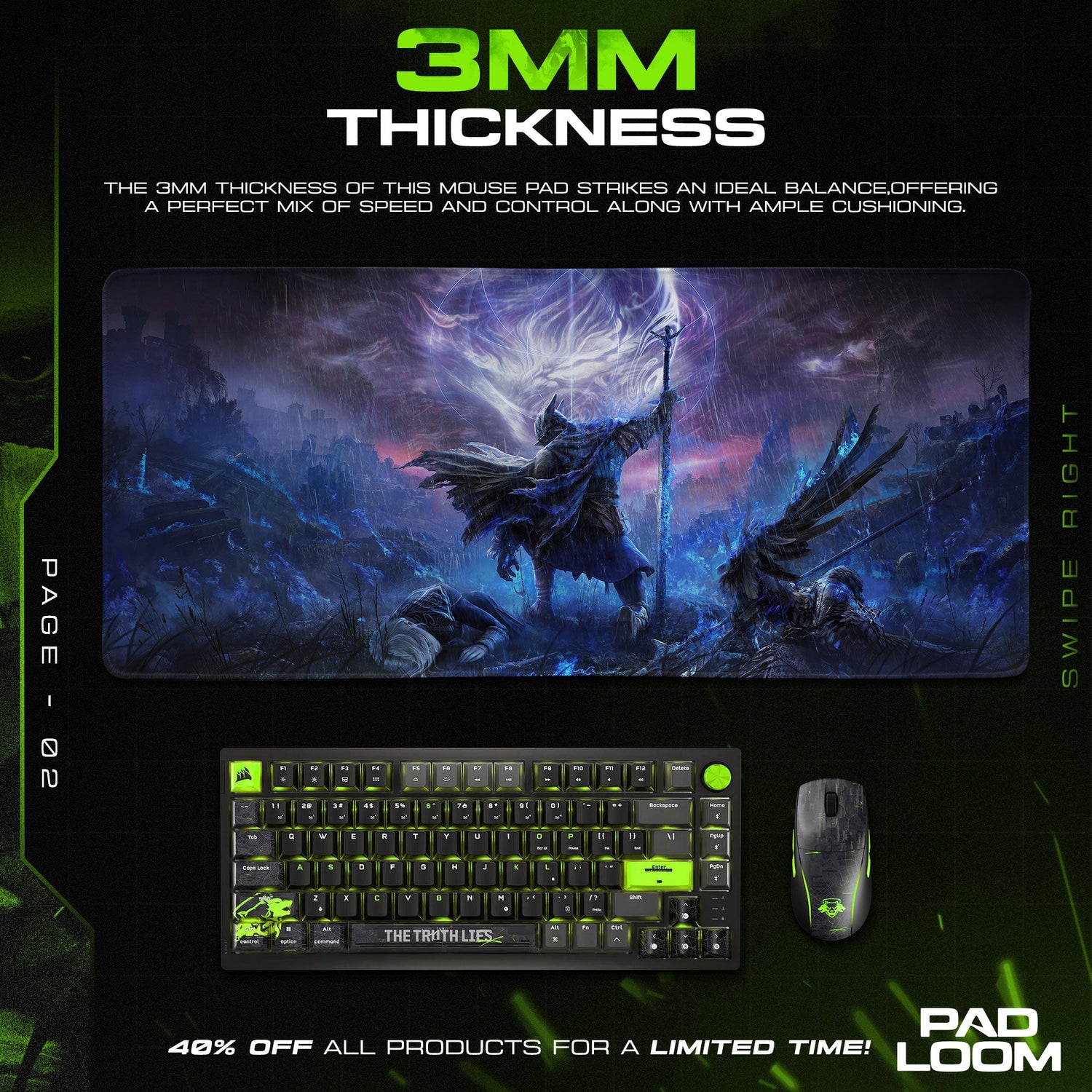 Elden Ring Ranni Mouse Pad, Dark Fantasy Gaming Desk Mat Padloom