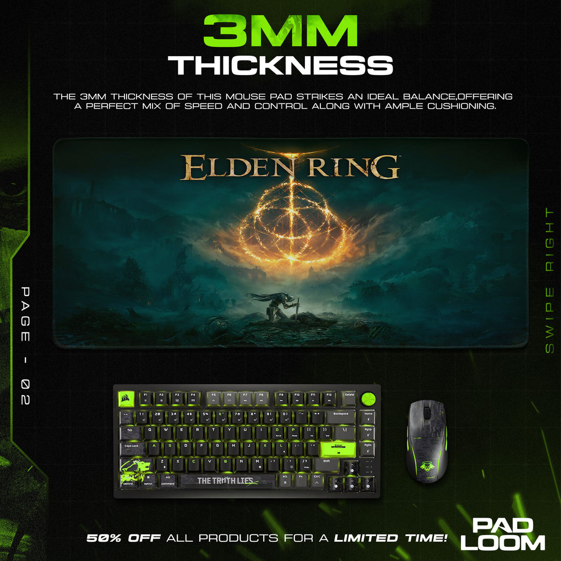 Elden Ring Symbol Mouse Pad, Dark Fantasy Game Desk Mat