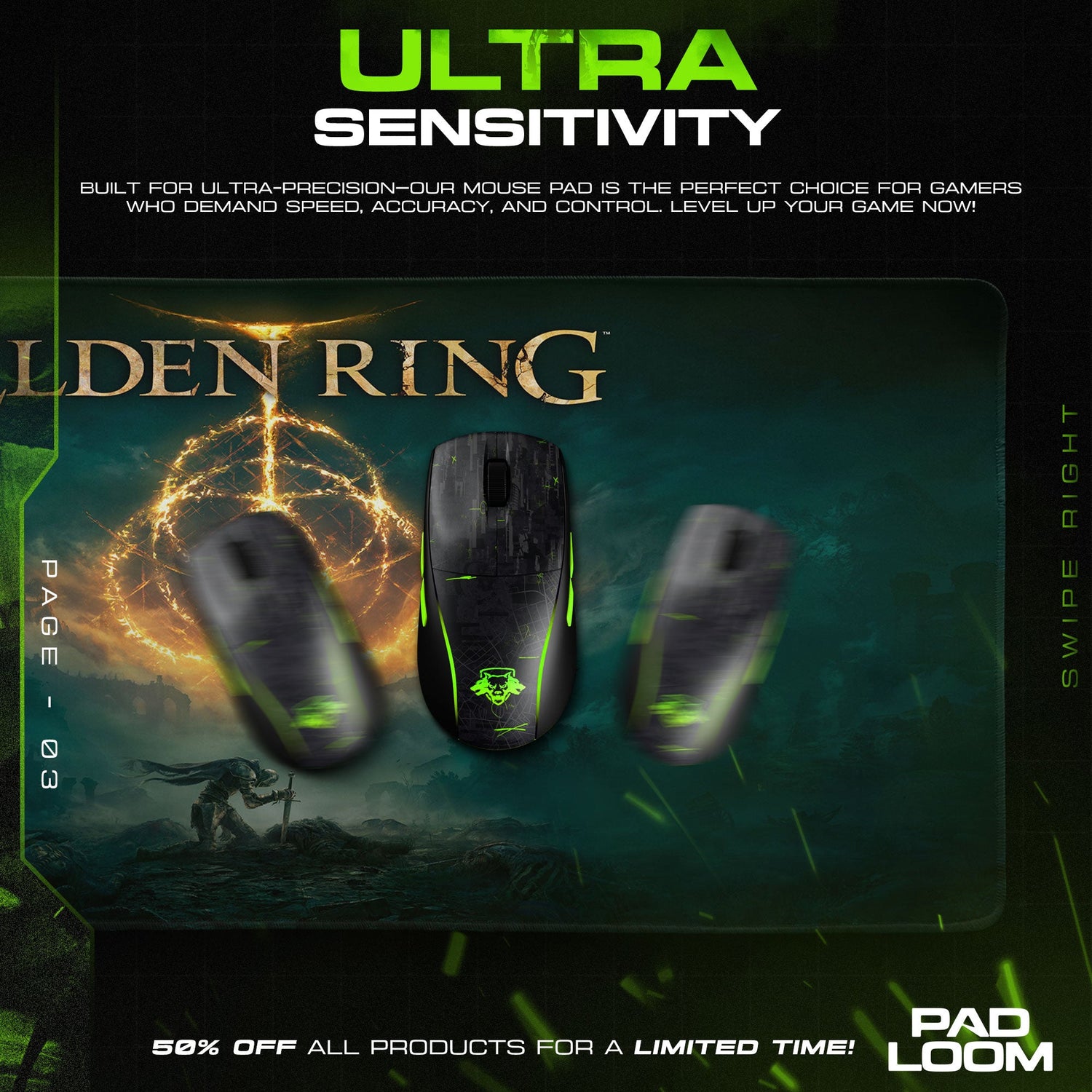 Elden Ring Symbol Mouse Pad, Dark Fantasy Game Desk Mat Padloom