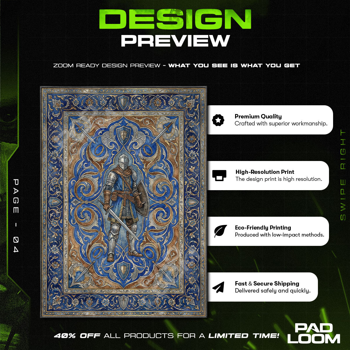 Elite-Ritter Königlicher Teppich - Dunkle Seelen Stuhlmatte