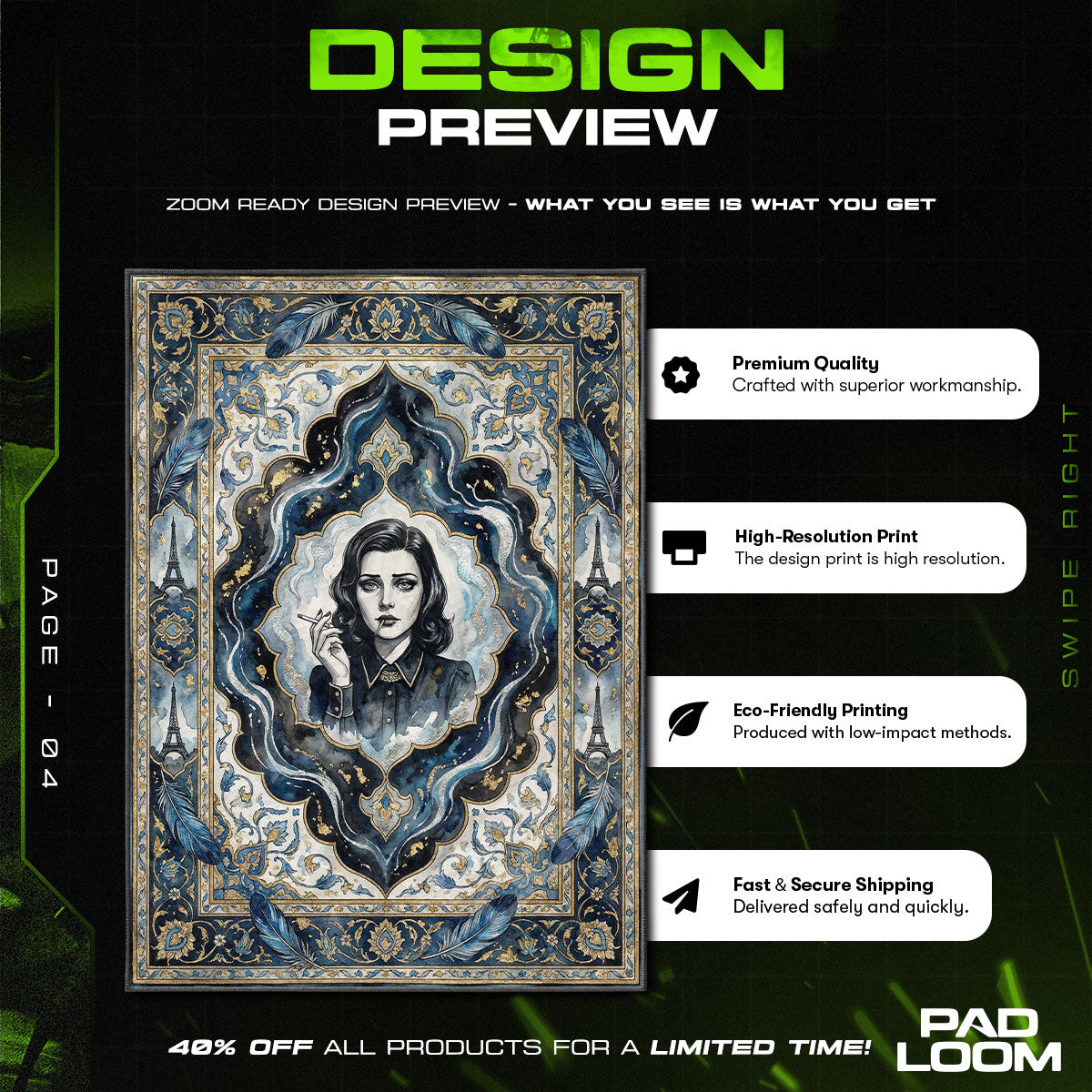 Elizabeth Noir Paris Rug - BioShock Infinite Chair Mat