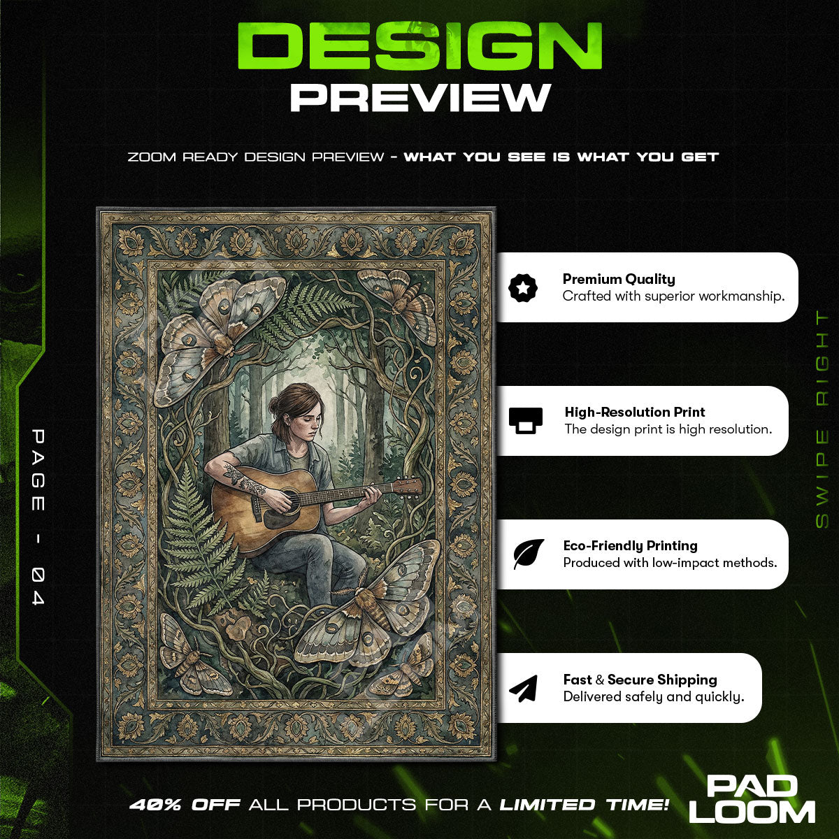 Ellie Moth Serenade Rug - The Last of Us Chair Mat