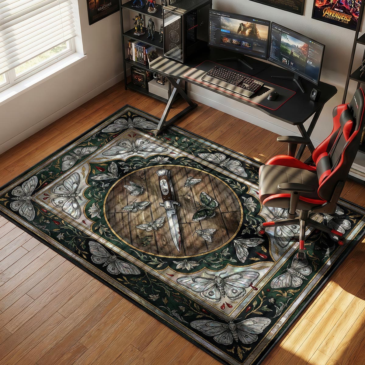 Ellie Switchblade Moth Tattoo Rug - The Last of Us Chair Mat