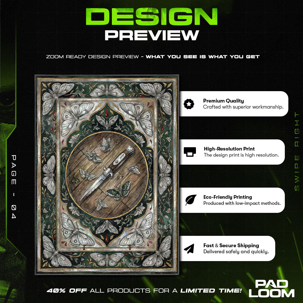 Ellie Switchblade Moth Tattoo Rug - The Last of Us Chair Mat