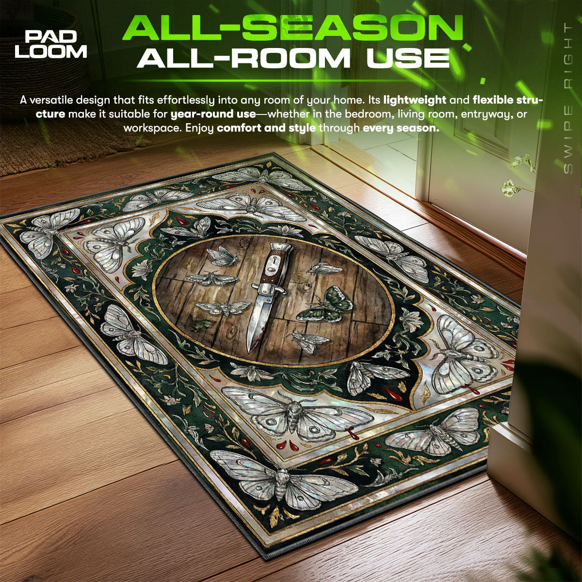 Ellie Switchblade Moth Tattoo Rug - The Last of Us Chair Mat