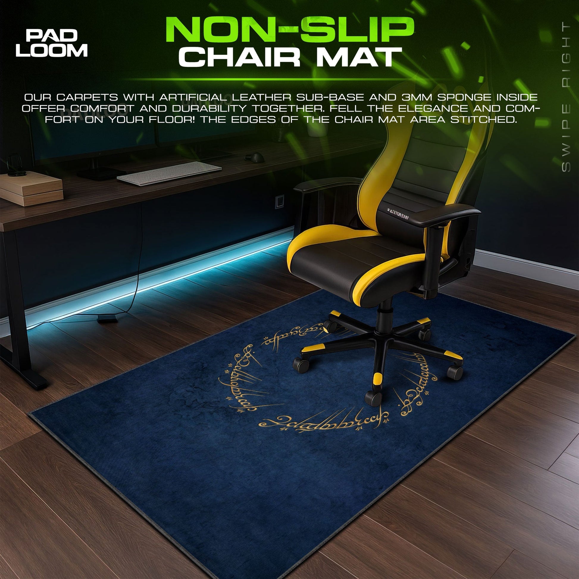 Elvish Ring Script Mouse Pad - LOTR Fantasy Gaming Mouse Pad Padloom