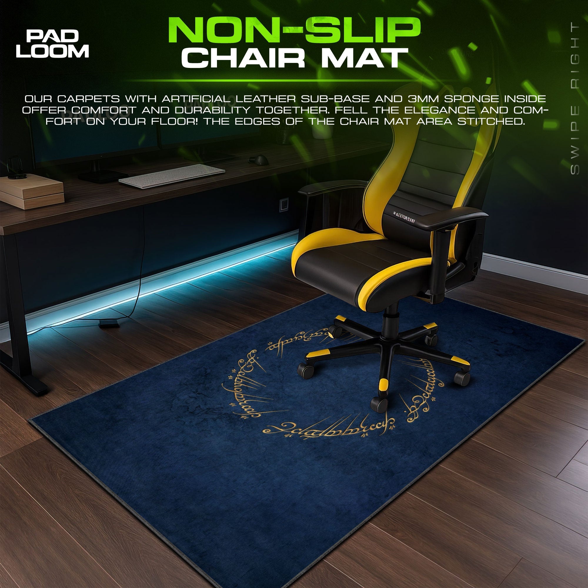 Elvish Ring Script Mouse Pad - LOTR Fantasy Gaming Mouse Pad Padloom