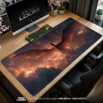 Ember Dragon Ascent Mouse Pad - Fantasy Desk Mat