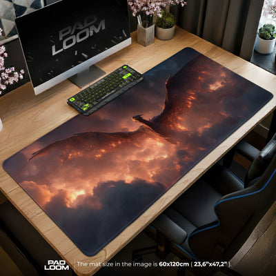 Ember Dragon Ascent Mouse Pad - Fantasy Desk Mat