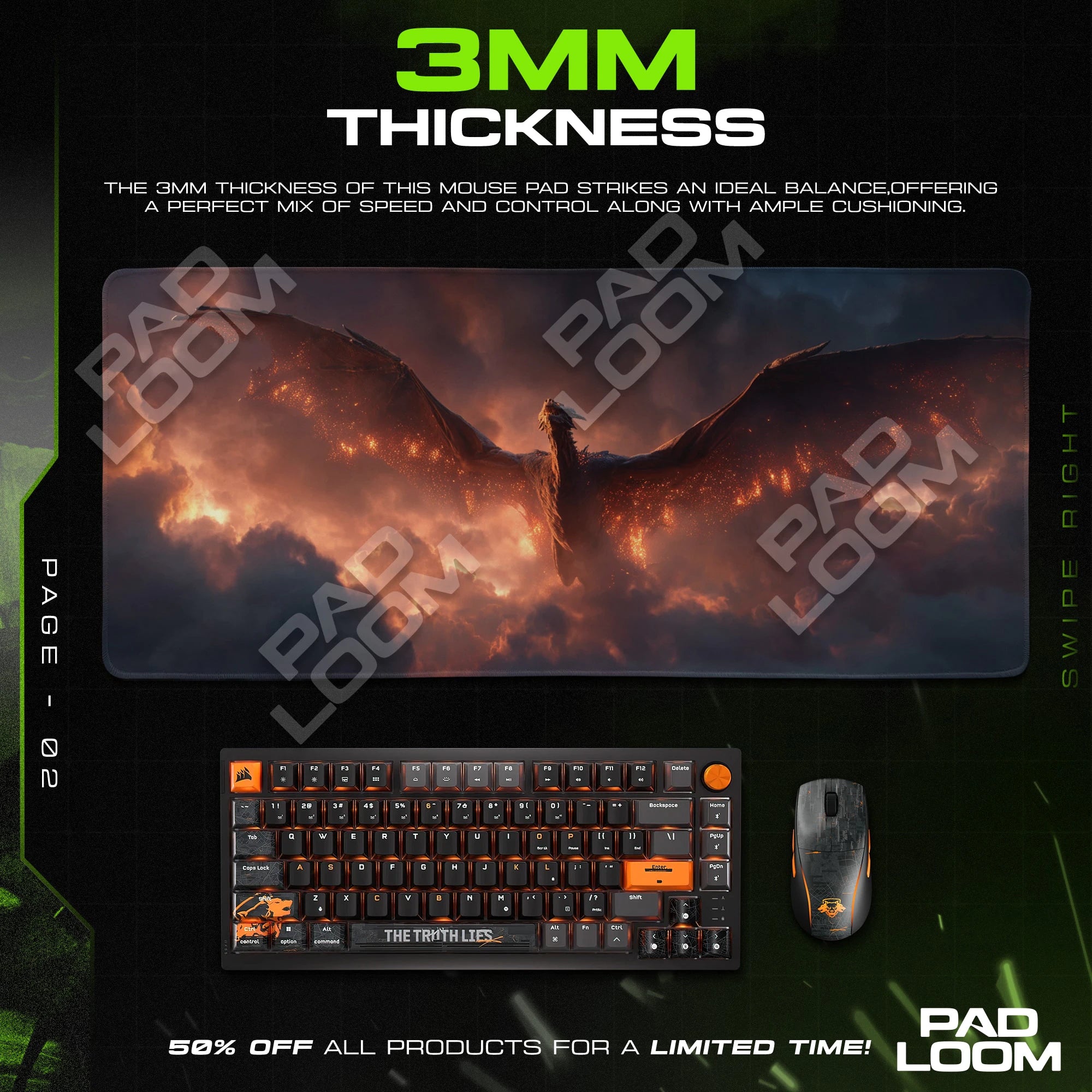 Ember Dragon Ascent Mouse Pad - Fantasy Desk Mat