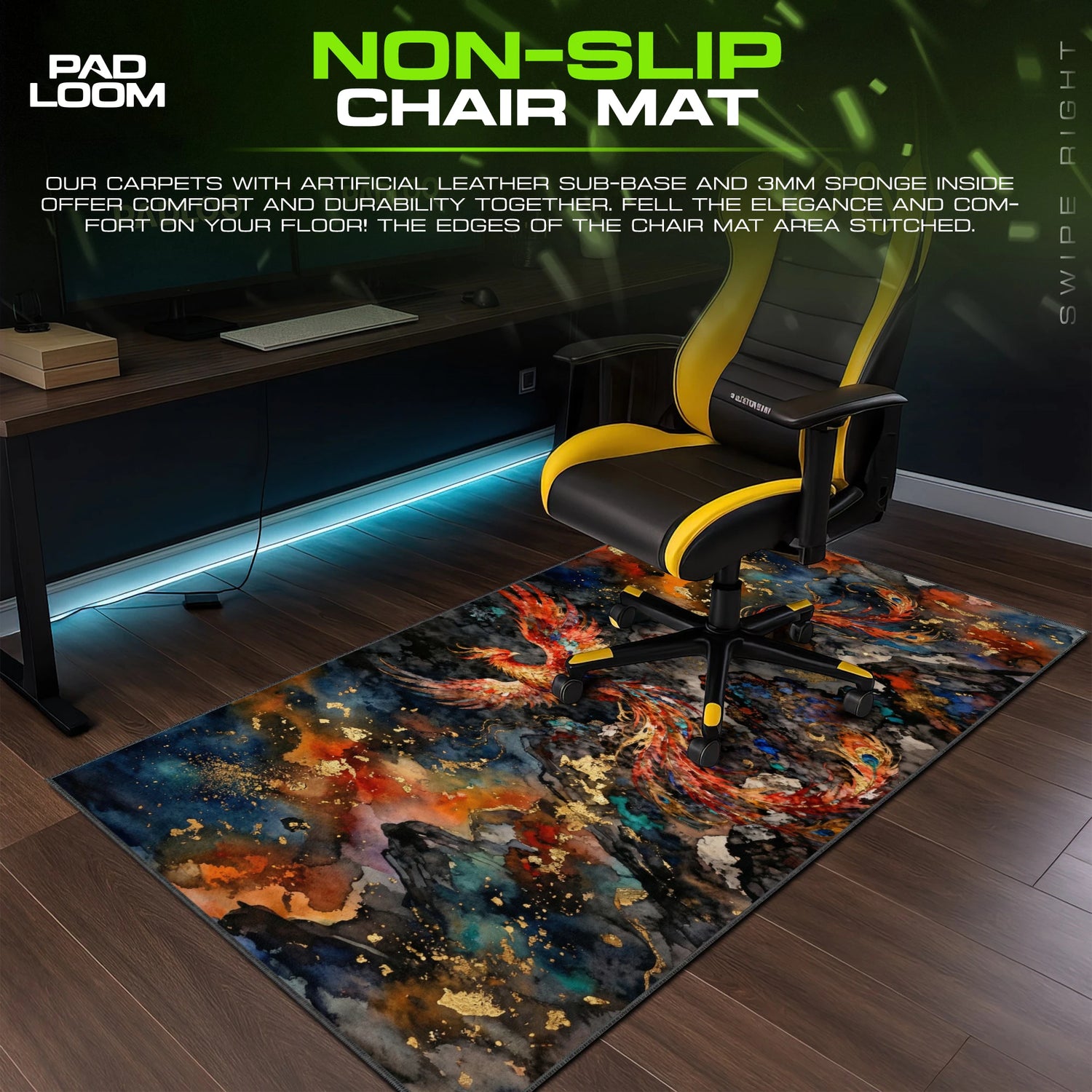 Ember Nebula Phoenix Mouse Pad - Chinese Art Desk Mat