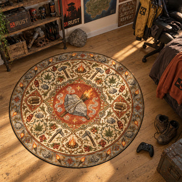 Ember Torch Round Rug - Rust Chair Mat