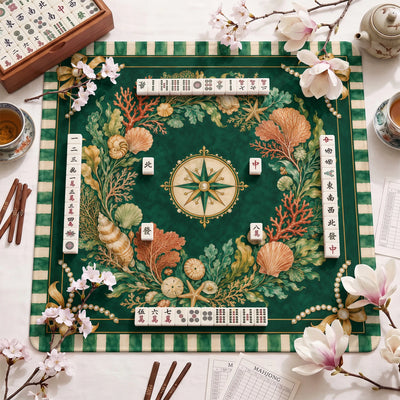 Emerald Coral Mahjong Mat - Mah Jongg Table Mat