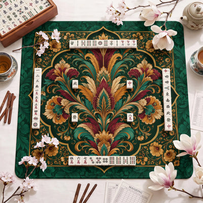 Emerald Damask Mahjong Mat - Mah Jongg Mat