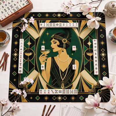 Emerald Deco Flapper Mahjong Mat - Mah Jongg Mat
