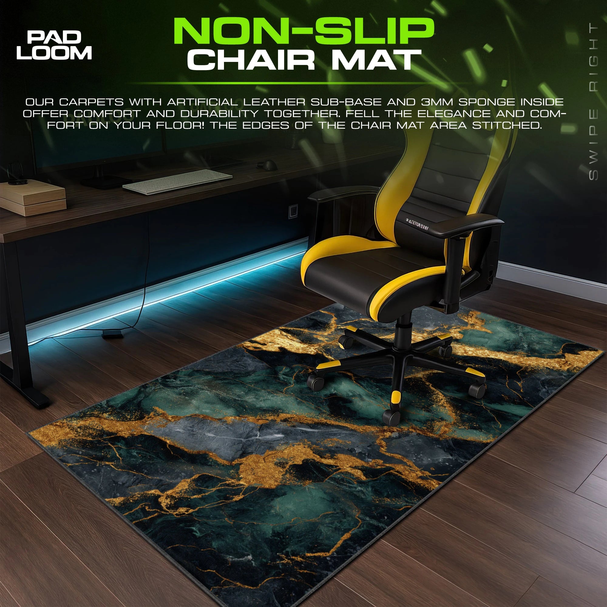 Emerald Gold Marble Mouse Pad - Luxe Desk Mat