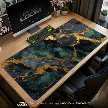 Emerald Gold Marble Mouse Pad - Luxe Desk Mat