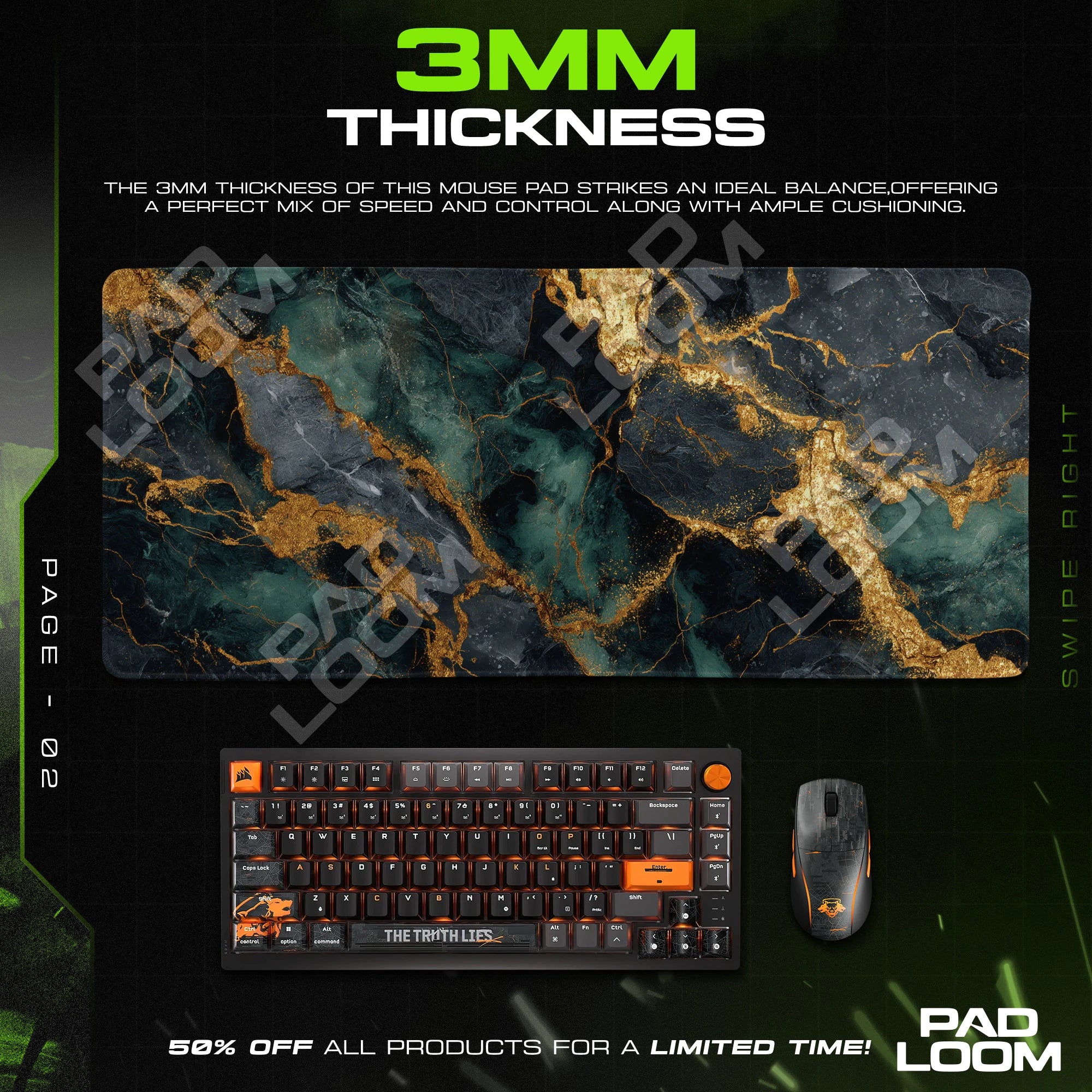 Emerald Gold Marble Mouse Pad - Luxe Desk Mat
