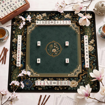 Emerald Peacock Mahjong Mat – neoprene mah jongg table mat