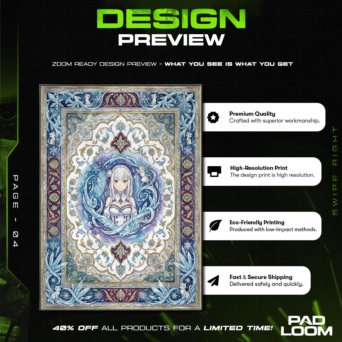 Emilia Ice Crystal Rug - Re:Zero Chair Mat