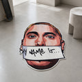 Eminem shaped area rug, die-cut man cave rug