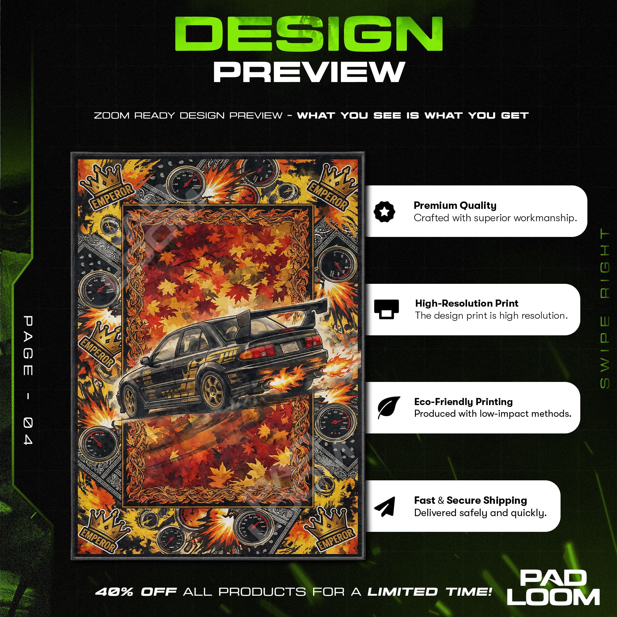 Emperor Team Evo III Herbst Drift Teppich - Initial D Stuhlmatte