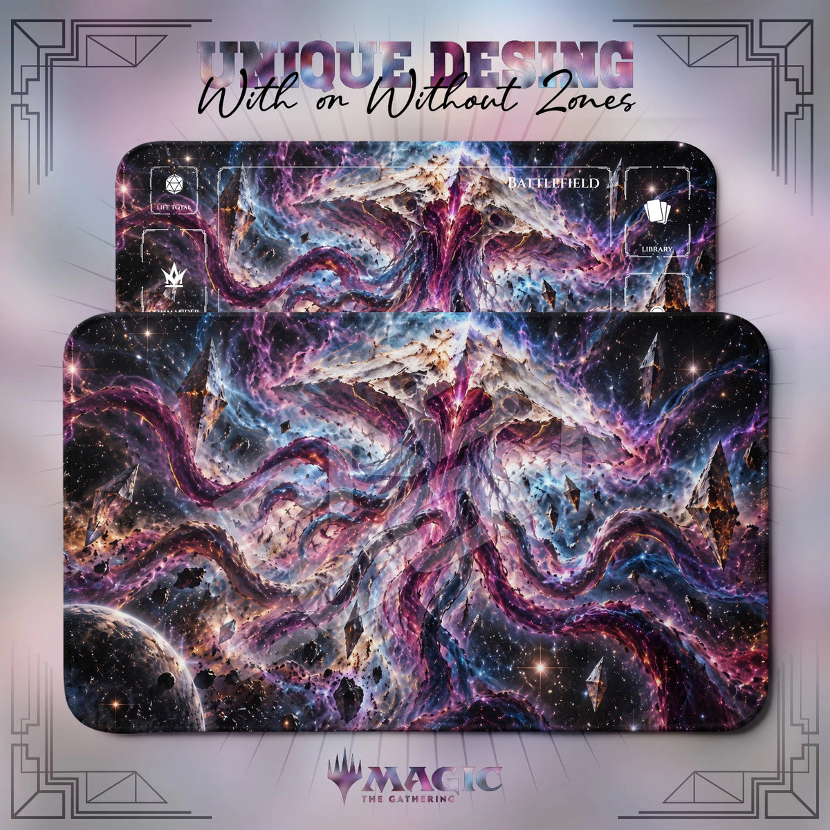 Emrakul Eldrazi MTG playmat shown with zones and without zones