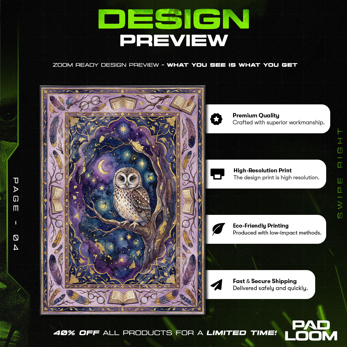 Enchanted Owl Night Rug - Kids Room Floor Mat