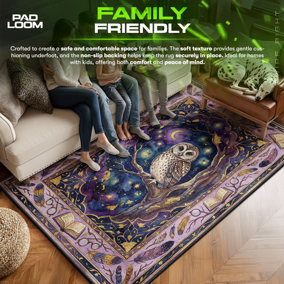 Enchanted Owl Night Rug - Kids Room Floor Mat