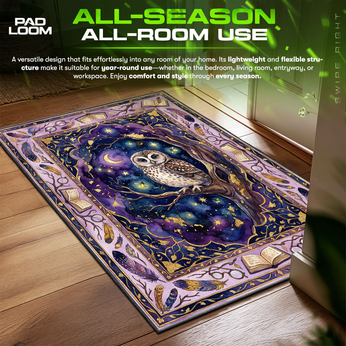 Enchanted Owl Night Rug - Kids Room Floor Mat