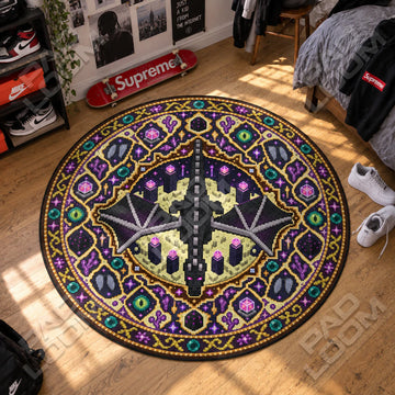 Ender Dragon Soaring Round Rug - Minecraft Chair Mat