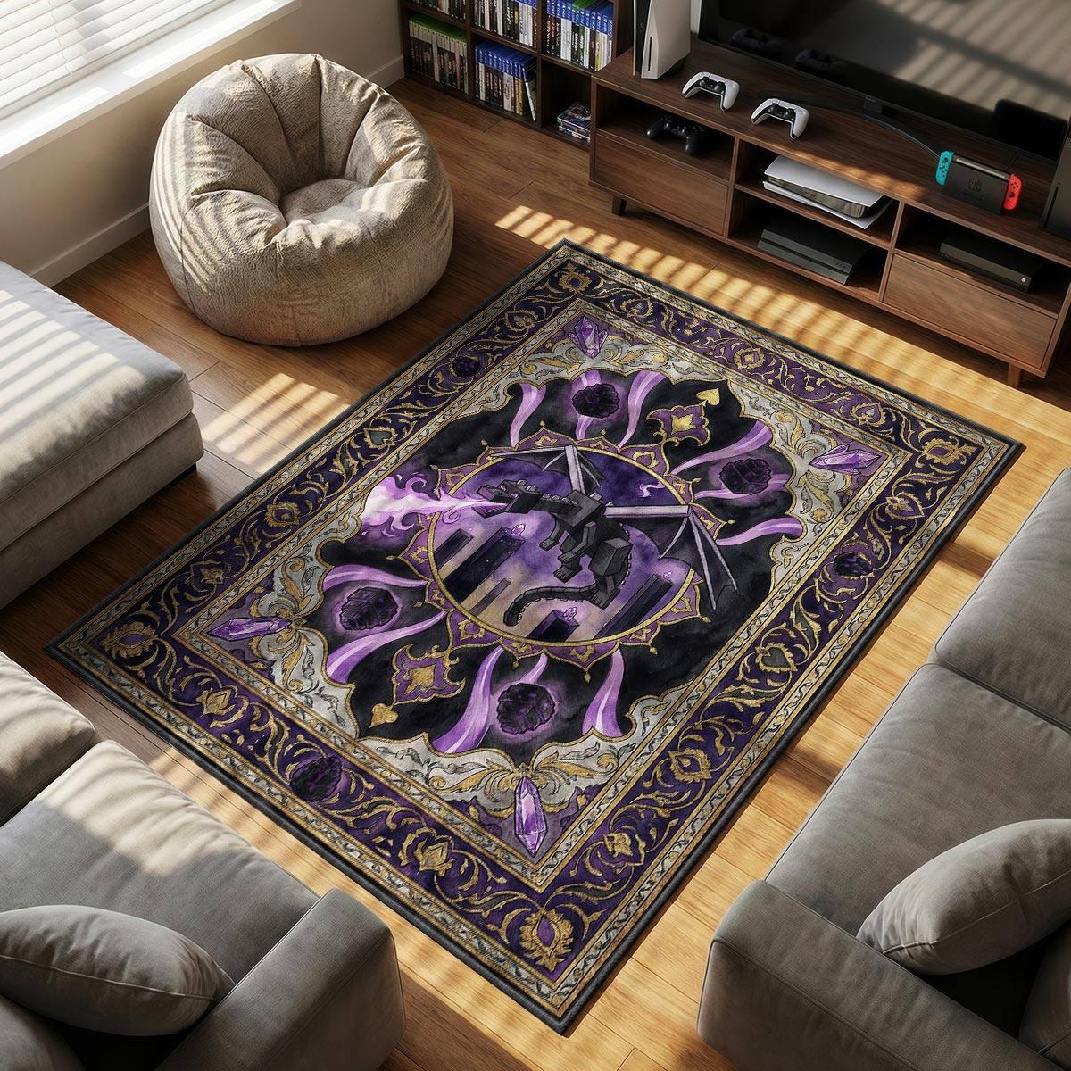 Ender Dragon Void Breath Rug - Minecraft Chair Mat
