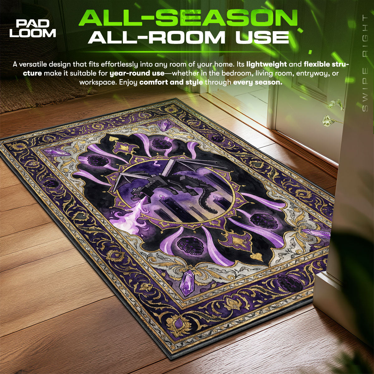 Ender Dragon Void Breath Rug - Minecraft Chair Mat