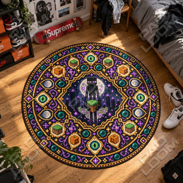 Enderman Carrying Round Rug - Minecraft Chair Mat