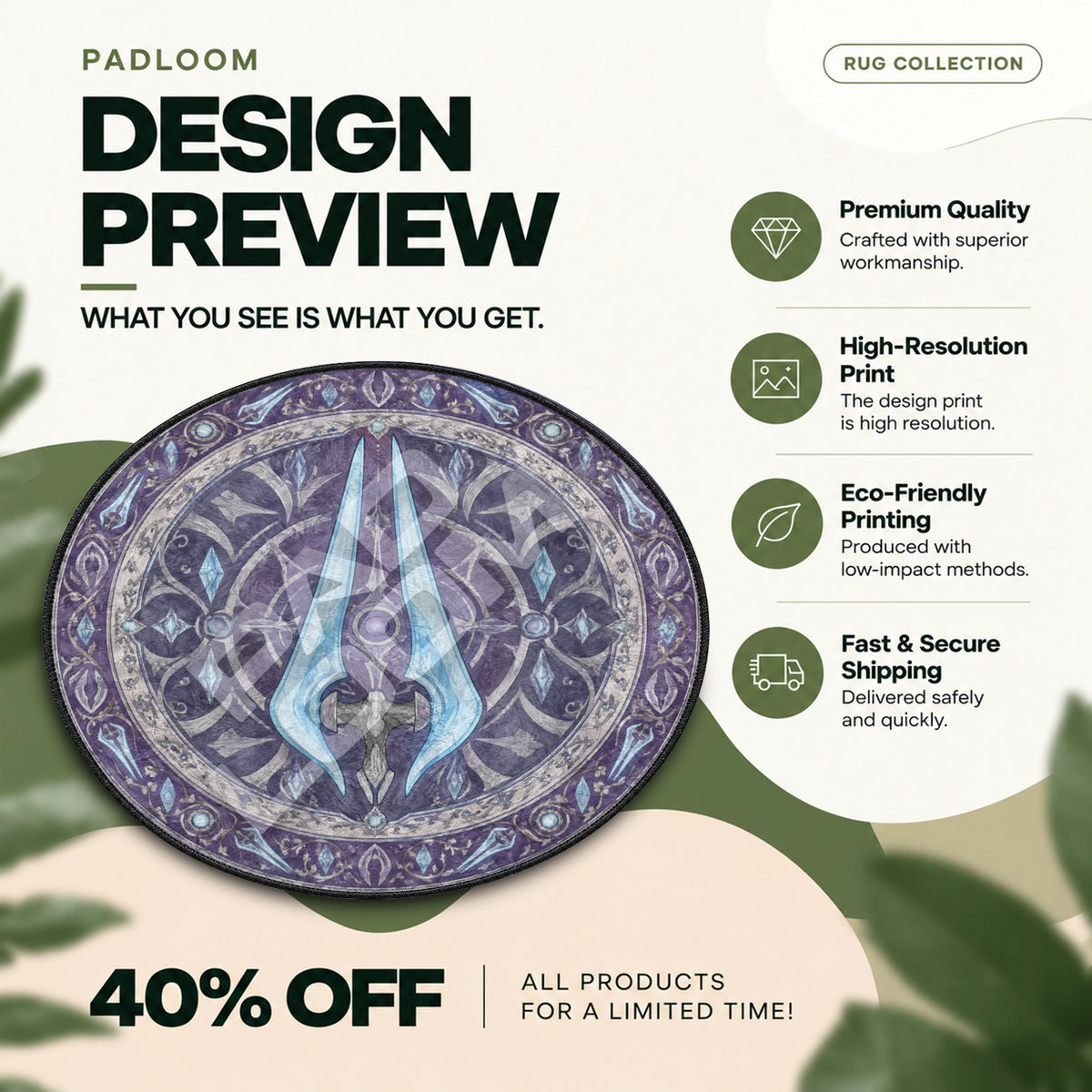 Energy Sword Violet Round Rug - Halo Chair Mat