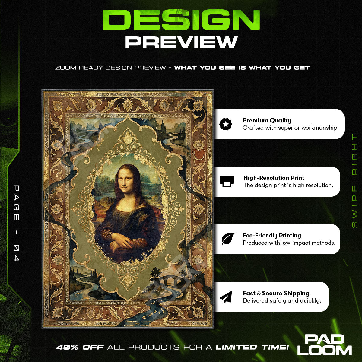 Enigmatic Smile Portrait Renaissance Area rug — main product view