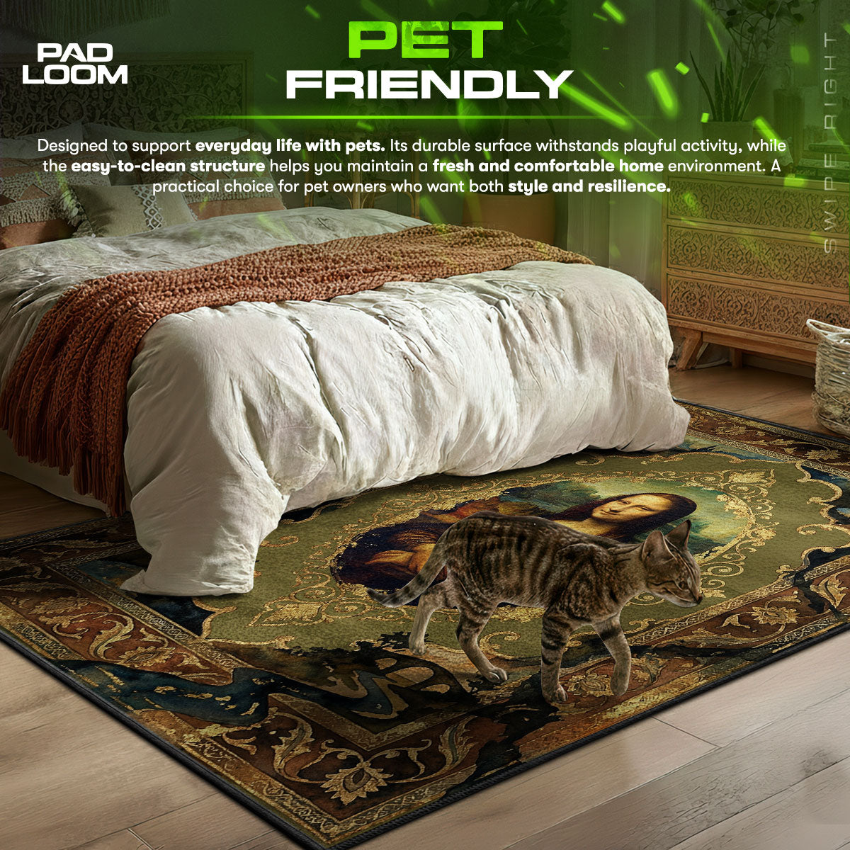 Enigmatic Smile themed area rug for home decor fans