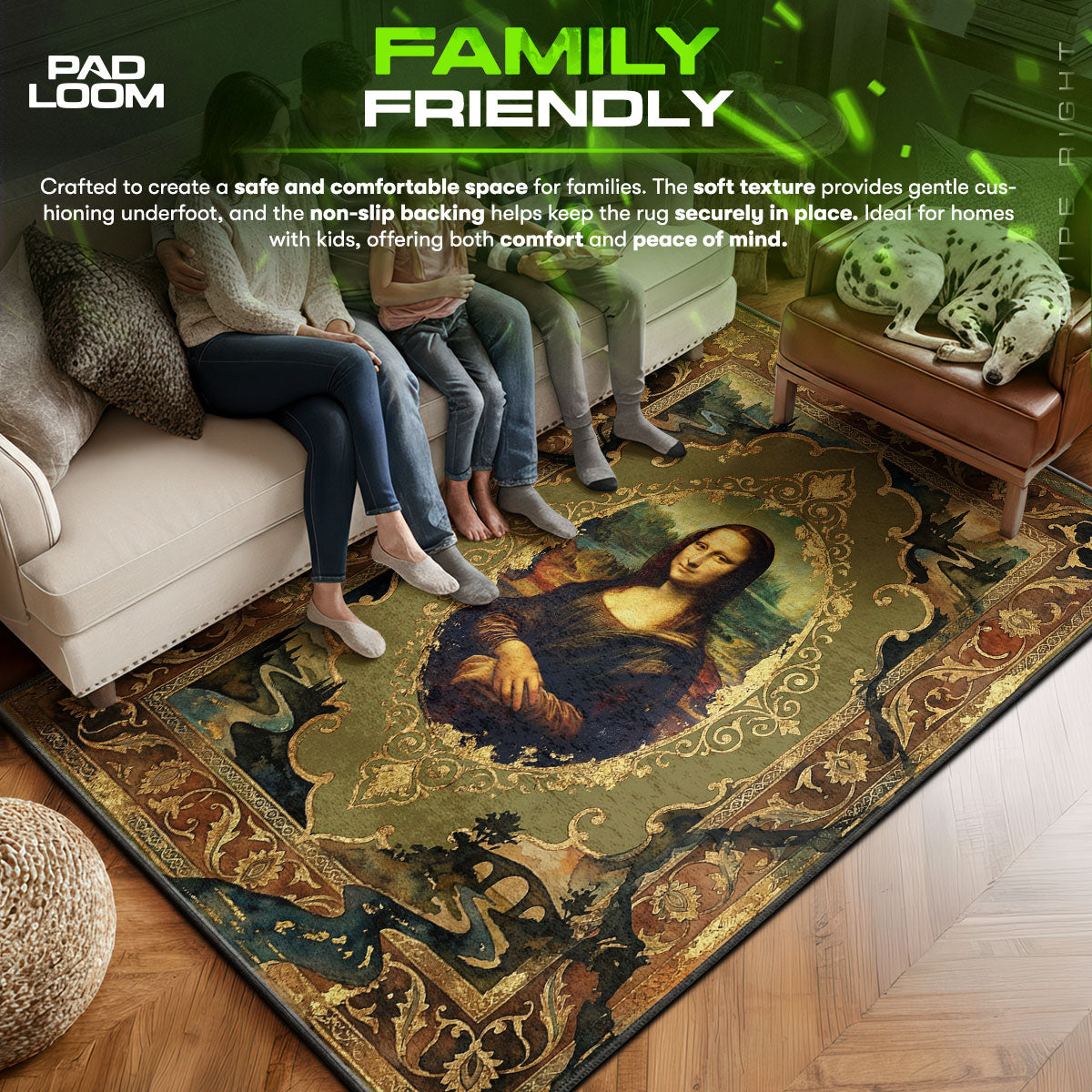 Area character design printed on rug