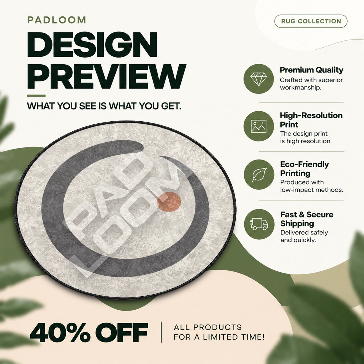 Enso Terracotta japanese round rug full design preview