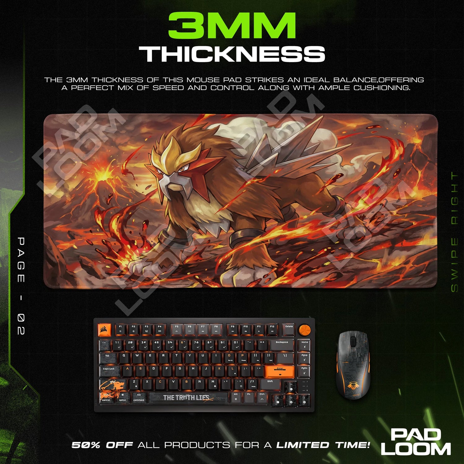 Entei Volcano Stride Mouse Pad - Pokémon Desk Mat