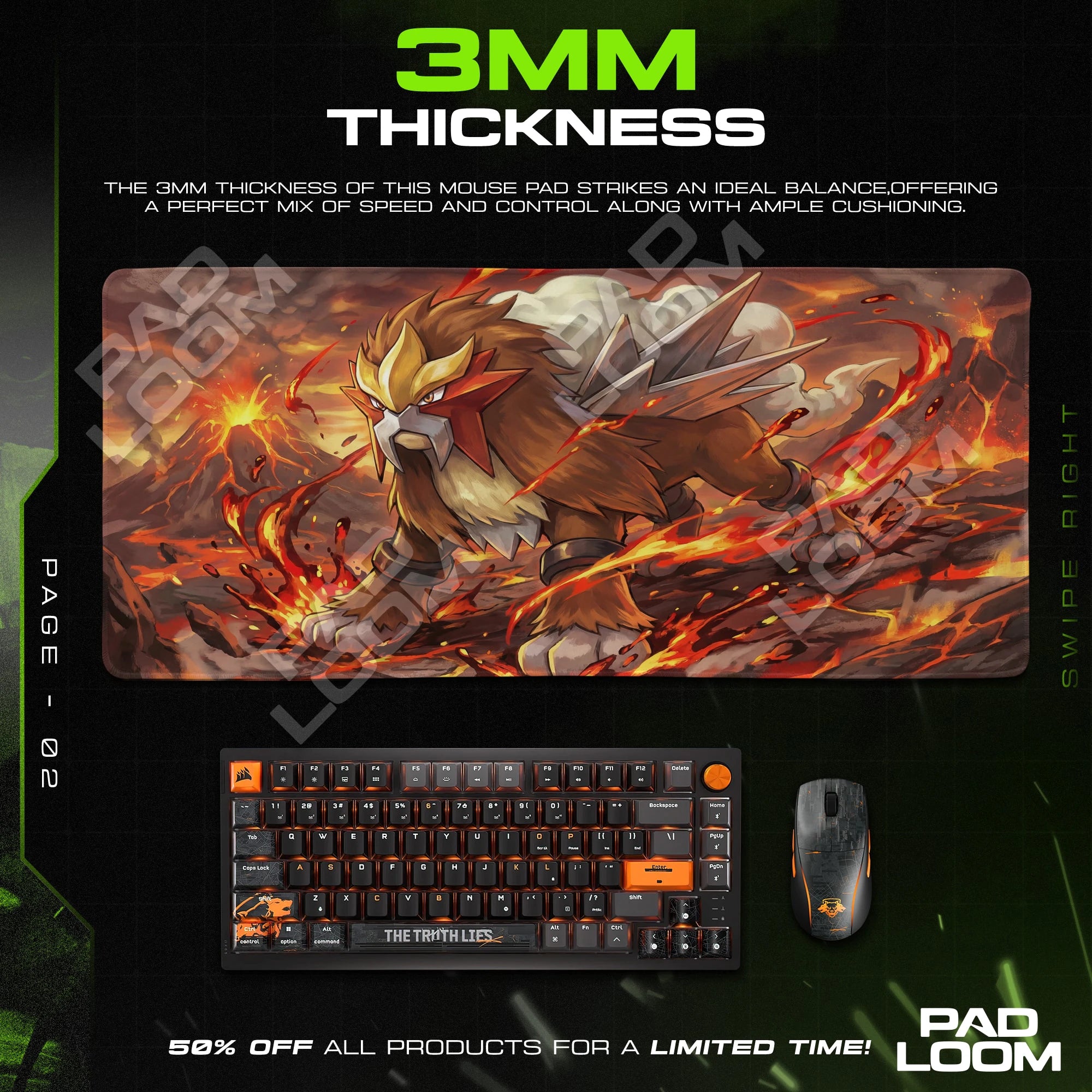 Entei Volcano Stride Mouse Pad - Pokémon Desk Mat