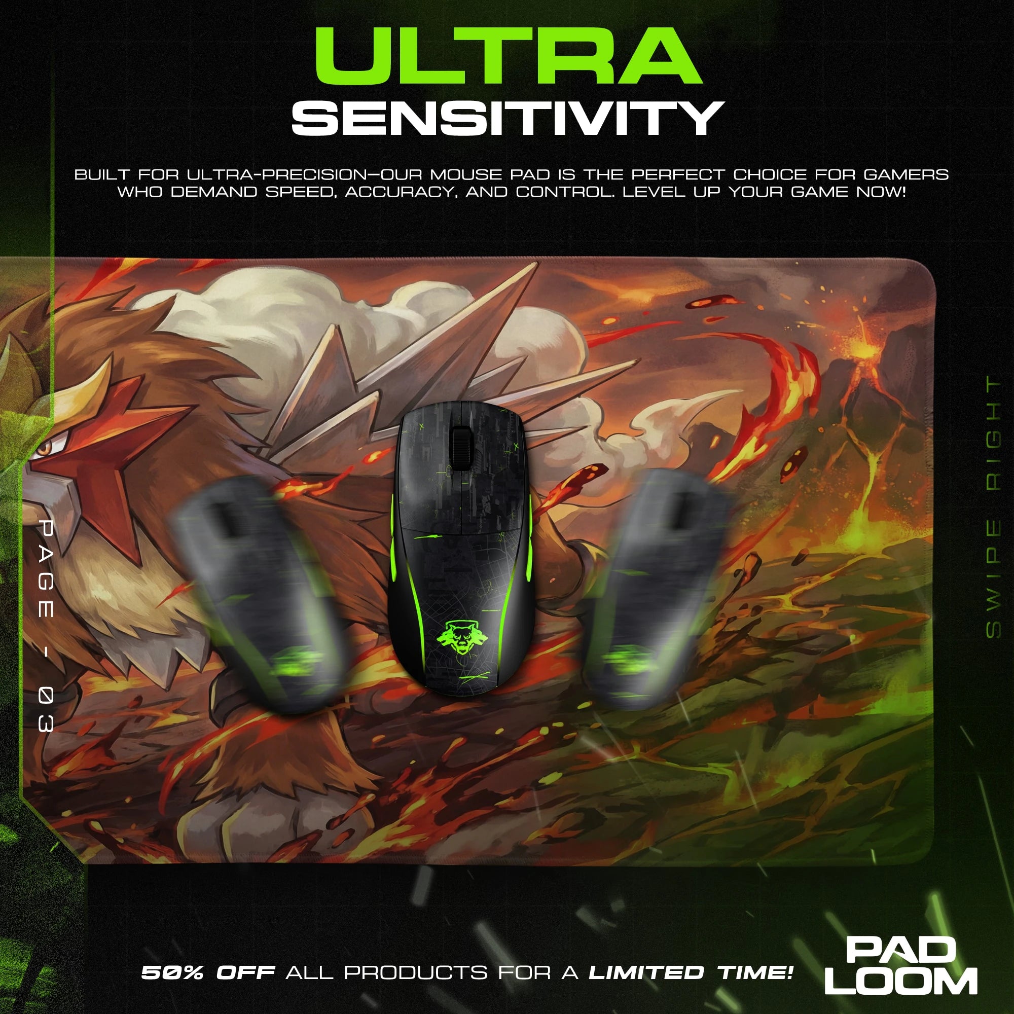 Entei Volcano Stride Mouse Pad - Pokémon Desk Mat