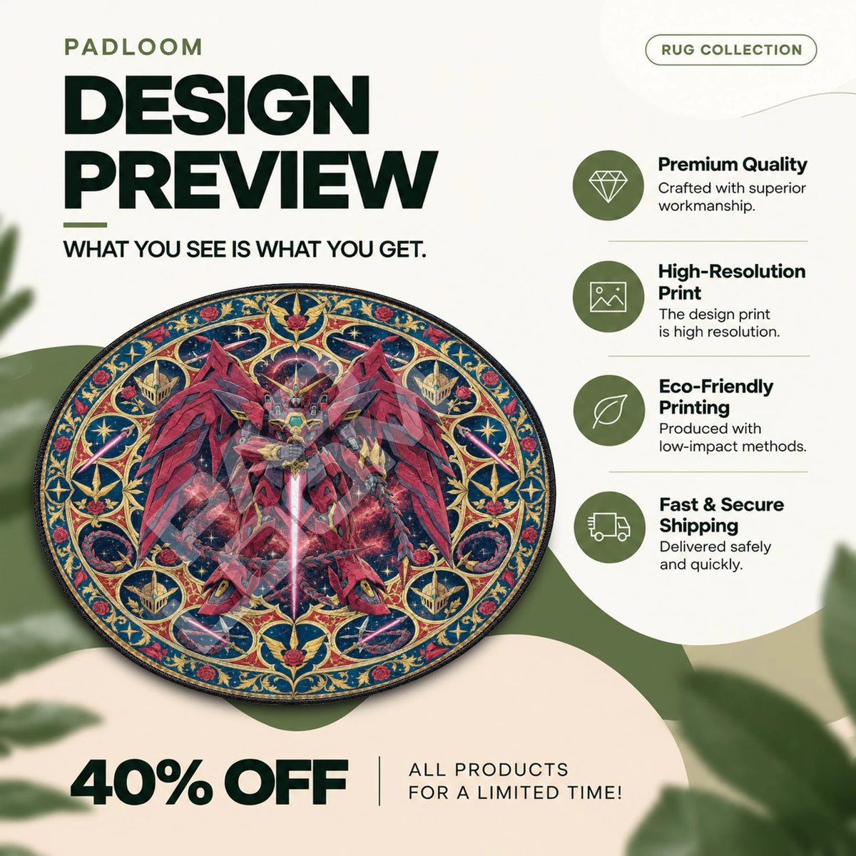Epyon Rose Gundam round rug full design preview